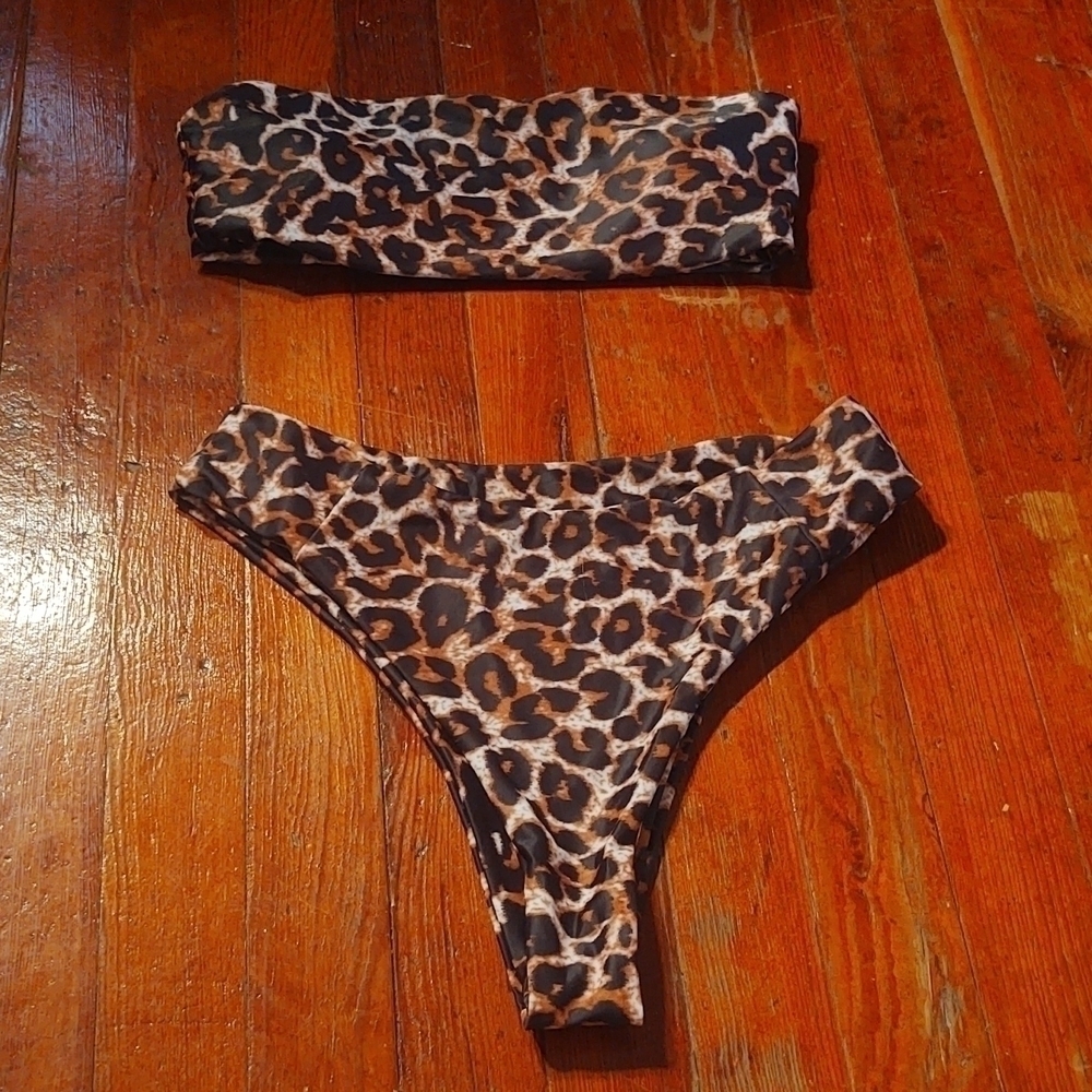 Shein Leopard Print Bikini Set Sz S